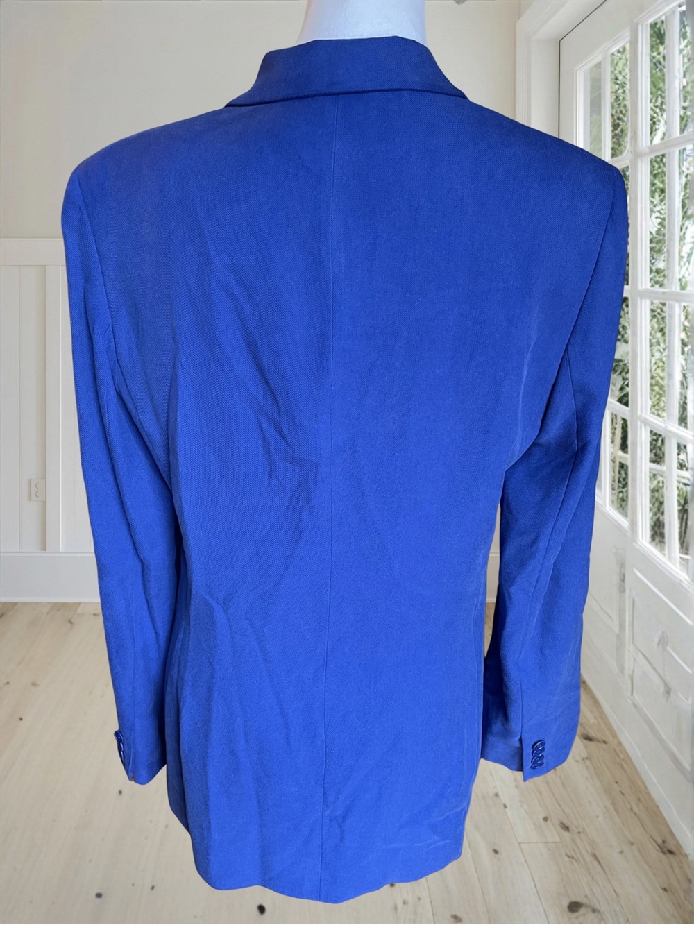Vintage LAUREN RALPH LAUREN Women's Royal Blue Cotton Silk Blazer Jacket 10 - Picture 5 of 15